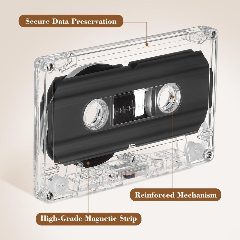 UKCOCO 2 Pcs Blank Audio Cassette Tape - 30 Min Recording Time Transparent Plastic Case Suitable for Music Recording and Portable Cassette Players - Image 4